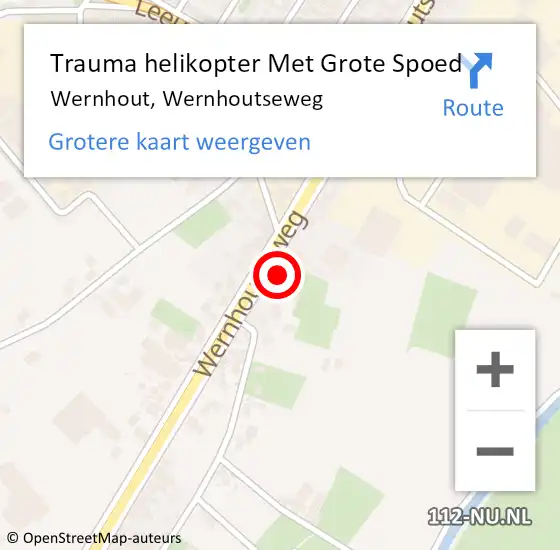 Locatie op kaart van de 112 melding: Trauma helikopter Met Grote Spoed Naar Wernhout, Wernhoutseweg op 30 november 2021 18:29