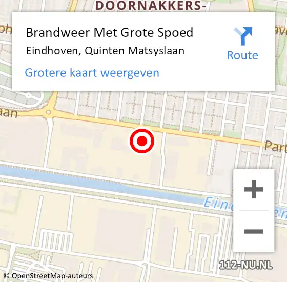 Locatie op kaart van de 112 melding: Brandweer Met Grote Spoed Naar Eindhoven, Quinten Matsyslaan op 30 november 2021 18:29