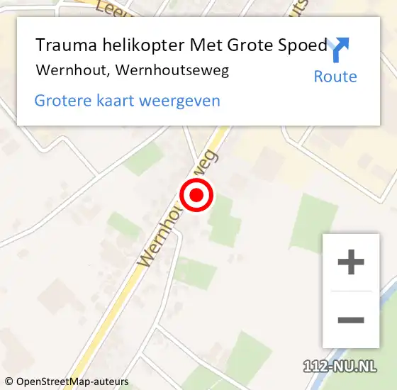 Locatie op kaart van de 112 melding: Trauma helikopter Met Grote Spoed Naar Wernhout, Wernhoutseweg op 30 november 2021 18:30
