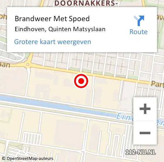 Locatie op kaart van de 112 melding: Brandweer Met Spoed Naar Eindhoven, Quinten Matsyslaan op 30 november 2021 18:31