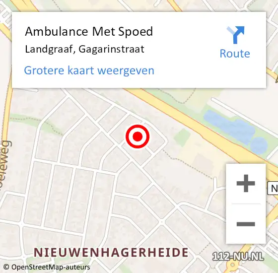 Locatie op kaart van de 112 melding: Ambulance Met Spoed Naar Landgraaf, Gagarinstraat op 30 juni 2014 22:39