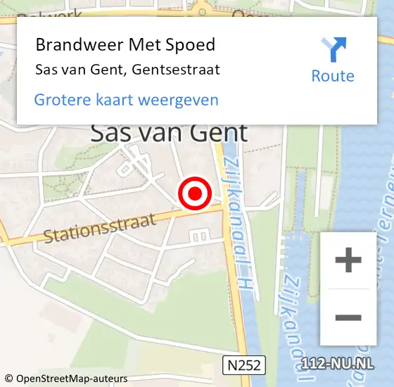 Locatie op kaart van de 112 melding: Brandweer Met Spoed Naar Sas van Gent, Gentsestraat op 30 november 2021 18:44