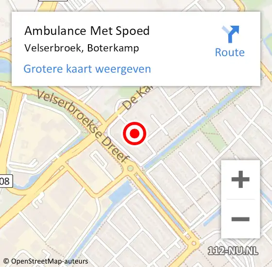 Locatie op kaart van de 112 melding: Ambulance Met Spoed Naar Velserbroek, Boterkamp op 30 november 2021 18:44