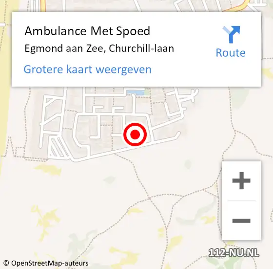 Locatie op kaart van de 112 melding: Ambulance Met Spoed Naar Egmond aan Zee, Churchill-laan op 30 november 2021 18:49