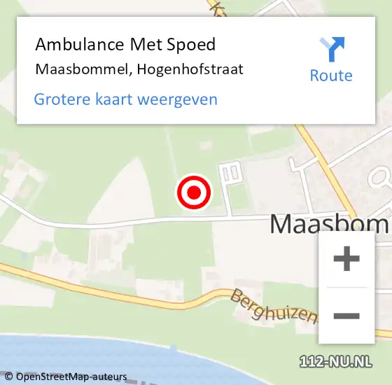 Locatie op kaart van de 112 melding: Ambulance Met Spoed Naar Maasbommel, Hogenhofstraat op 30 november 2021 18:51