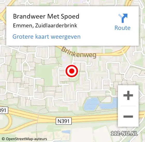 Locatie op kaart van de 112 melding: Brandweer Met Spoed Naar Emmen, Zuidlaarderbrink op 30 november 2021 19:13