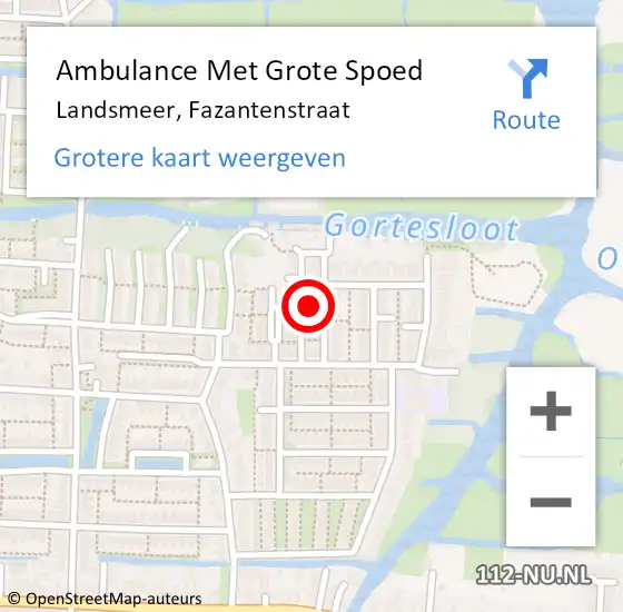 Locatie op kaart van de 112 melding: Ambulance Met Grote Spoed Naar Landsmeer, Fazantenstraat op 30 november 2021 19:23