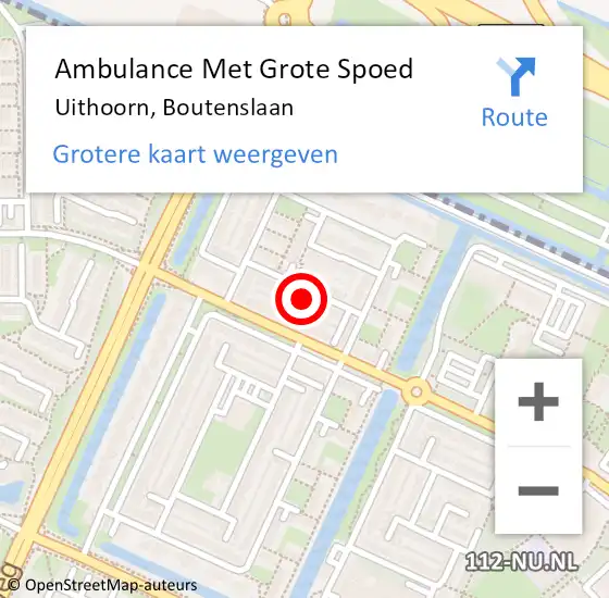 Locatie op kaart van de 112 melding: Ambulance Met Grote Spoed Naar Uithoorn, Boutenslaan op 30 november 2021 19:23