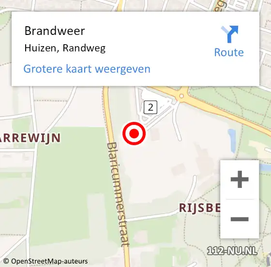 Locatie op kaart van de 112 melding: Brandweer Huizen, Randweg op 30 november 2021 19:34