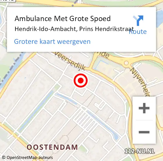 Locatie op kaart van de 112 melding: Ambulance Met Grote Spoed Naar Hendrik-Ido-Ambacht, Prins Hendrikstraat op 30 november 2021 19:36