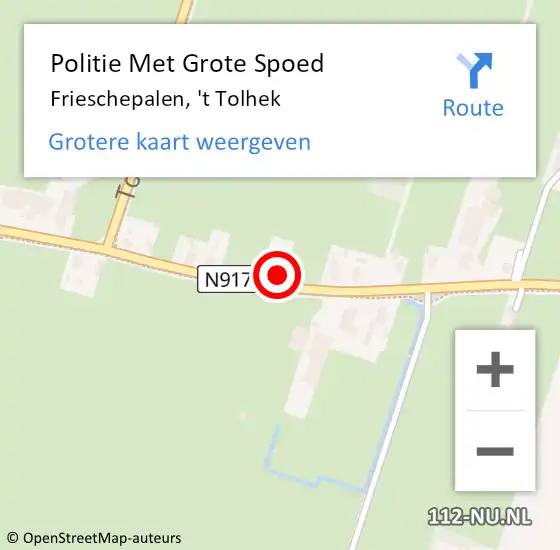 Locatie op kaart van de 112 melding: Politie Met Grote Spoed Naar Frieschepalen, 't Tolhek op 30 november 2021 19:50