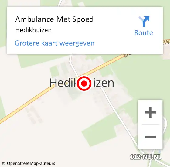 Locatie op kaart van de 112 melding: Ambulance Met Spoed Naar Hedikhuizen op 30 november 2021 20:14