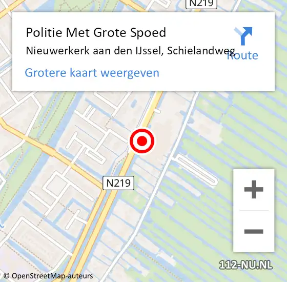 Locatie op kaart van de 112 melding: Politie Met Grote Spoed Naar Nieuwerkerk aan den IJssel, Schielandweg op 30 november 2021 20:28