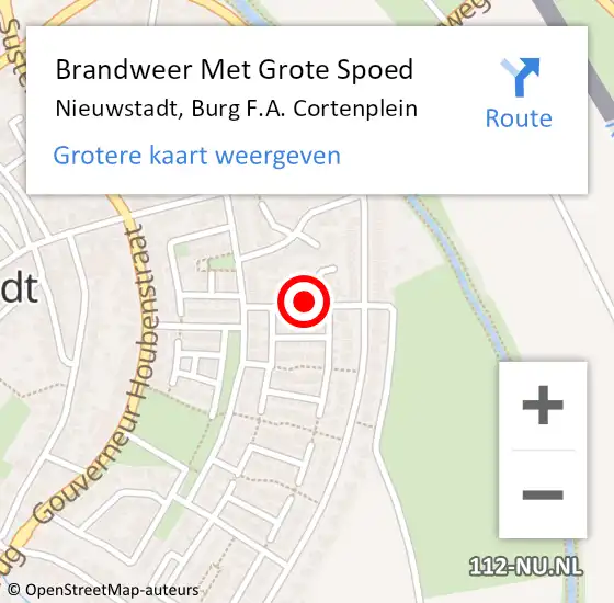 Locatie op kaart van de 112 melding: Brandweer Met Grote Spoed Naar Nieuwstadt, Burg F.A. Cortenplein op 30 november 2021 20:39