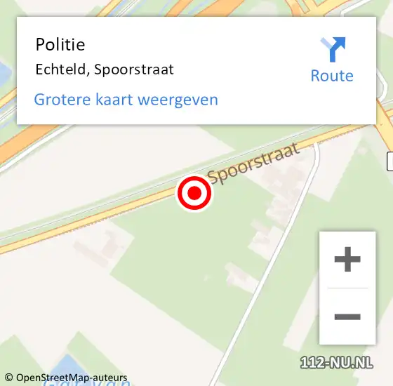 Locatie op kaart van de 112 melding: Politie Echteld, Spoorstraat op 30 november 2021 20:44