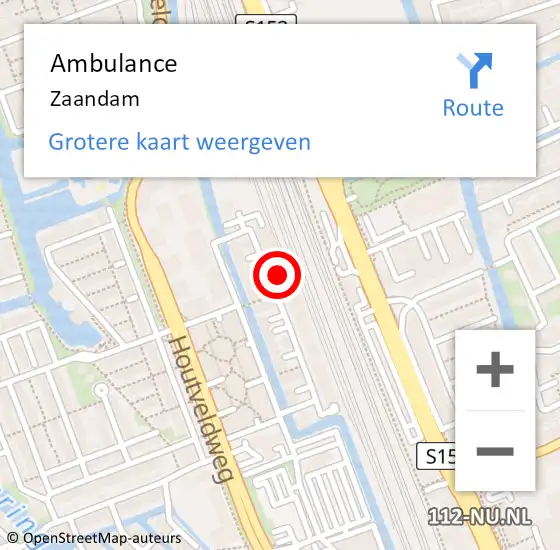 Locatie op kaart van de 112 melding: Ambulance Zaandam op 30 november 2021 21:05