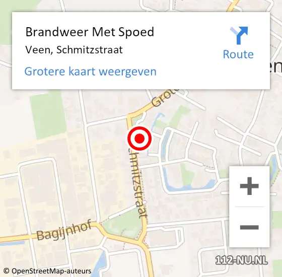 Locatie op kaart van de 112 melding: Brandweer Met Spoed Naar Veen, Schmitzstraat op 30 november 2021 21:52