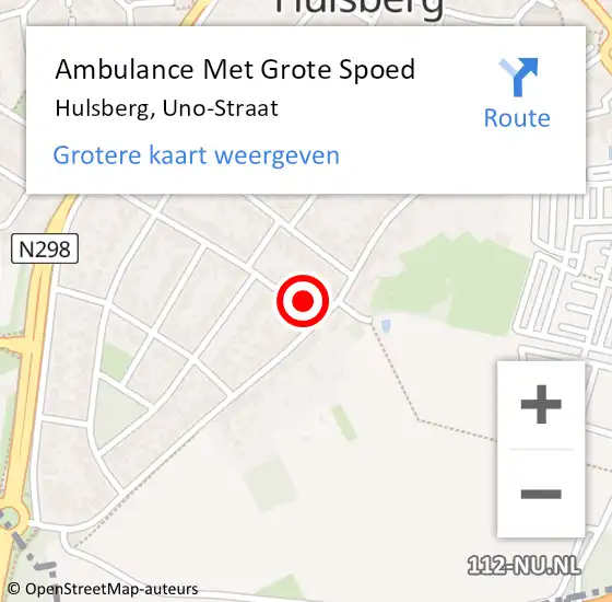 Locatie op kaart van de 112 melding: Ambulance Met Grote Spoed Naar Hulsberg, Uno-Straat op 30 juni 2014 23:07