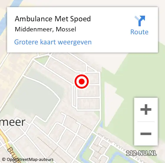 Locatie op kaart van de 112 melding: Ambulance Met Spoed Naar Middenmeer, Mossel op 30 november 2021 22:09