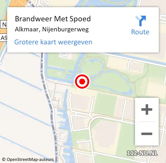 Locatie op kaart van de 112 melding: Brandweer Met Spoed Naar Alkmaar, Nijenburgerweg op 30 november 2021 22:20