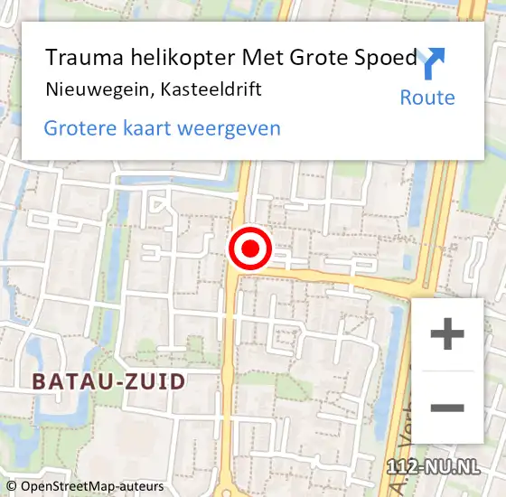 Locatie op kaart van de 112 melding: Trauma helikopter Met Grote Spoed Naar Nieuwegein, Kasteeldrift op 30 november 2021 22:43