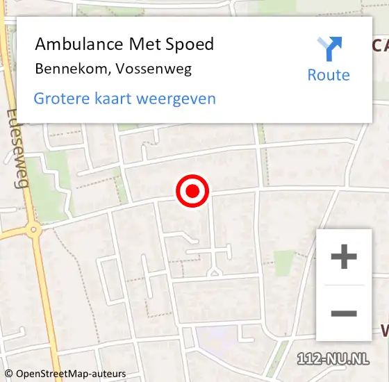 Locatie op kaart van de 112 melding: Ambulance Met Spoed Naar Bennekom, Vossenweg op 30 november 2021 23:25