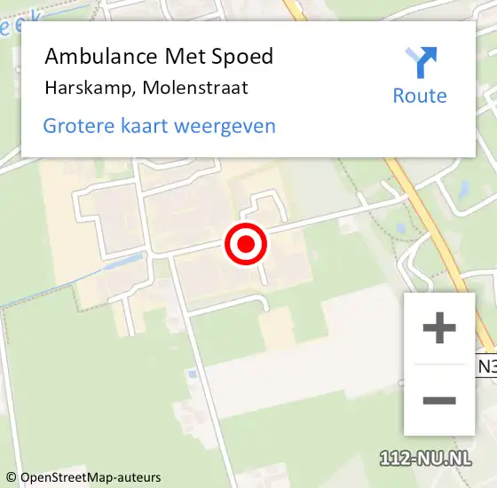 Locatie op kaart van de 112 melding: Ambulance Met Spoed Naar Harskamp, Molenstraat op 30 november 2021 23:48