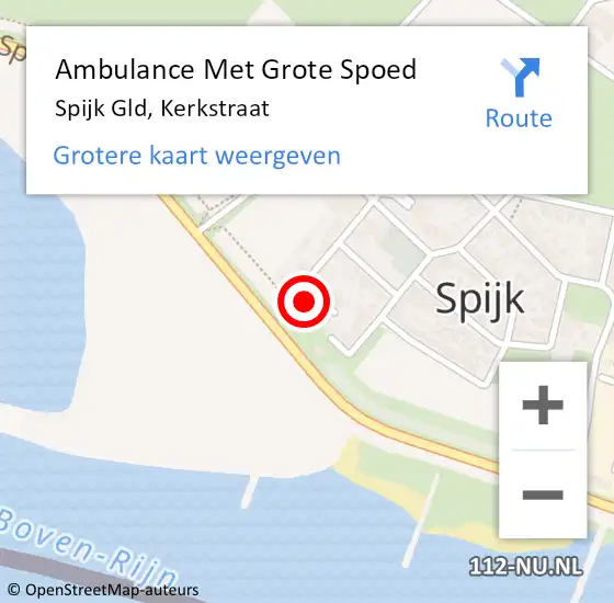 Locatie op kaart van de 112 melding: Ambulance Met Grote Spoed Naar Spijk Gld, Kerkstraat op 6 oktober 2013 21:57