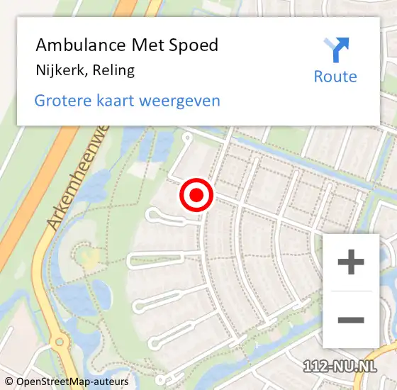 Locatie op kaart van de 112 melding: Ambulance Met Spoed Naar Nijkerk, Reling op 30 november 2021 23:59