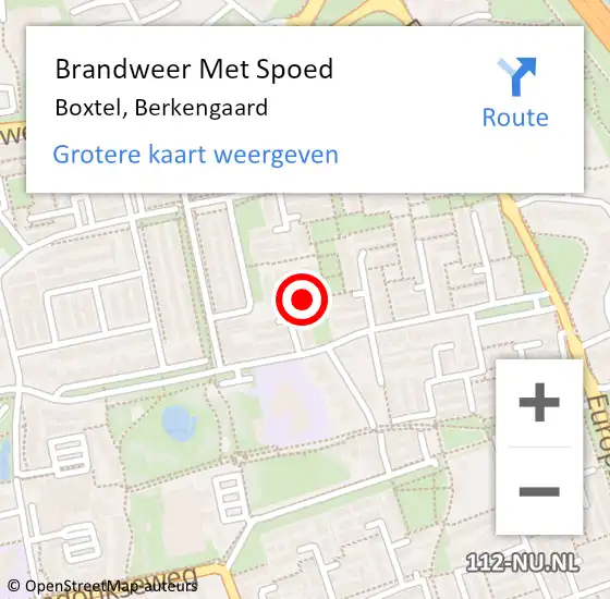 Locatie op kaart van de 112 melding: Brandweer Met Spoed Naar Boxtel, Berkengaard op 1 december 2021 00:01