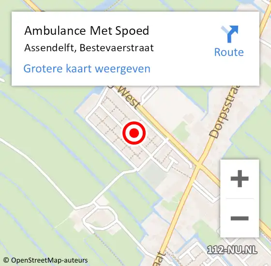 Locatie op kaart van de 112 melding: Ambulance Met Spoed Naar Assendelft, Bestevaerstraat op 1 december 2021 00:25