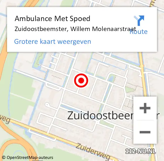 Locatie op kaart van de 112 melding: Ambulance Met Spoed Naar Zuidoostbeemster, Willem Molenaarstraat op 1 december 2021 01:34