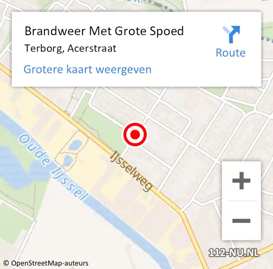 Locatie op kaart van de 112 melding: Brandweer Met Grote Spoed Naar Terborg, Acerstraat op 1 december 2021 01:39