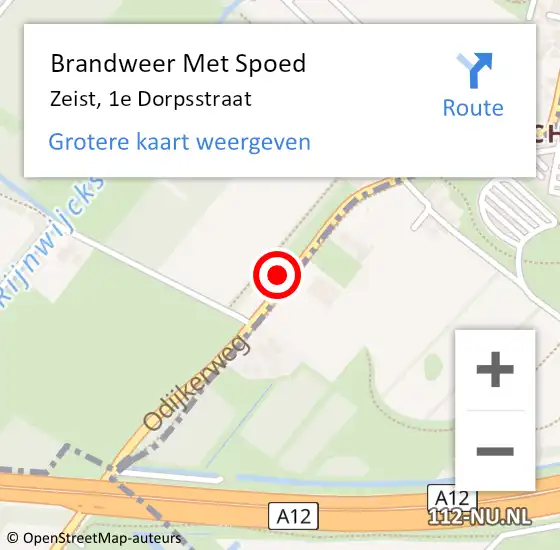 Locatie op kaart van de 112 melding: Brandweer Met Spoed Naar Zeist, 1e Dorpsstraat op 1 december 2021 01:57