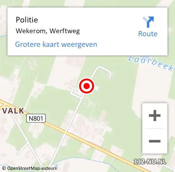Locatie op kaart van de 112 melding: Politie Wekerom, Werftweg op 1 december 2021 03:39