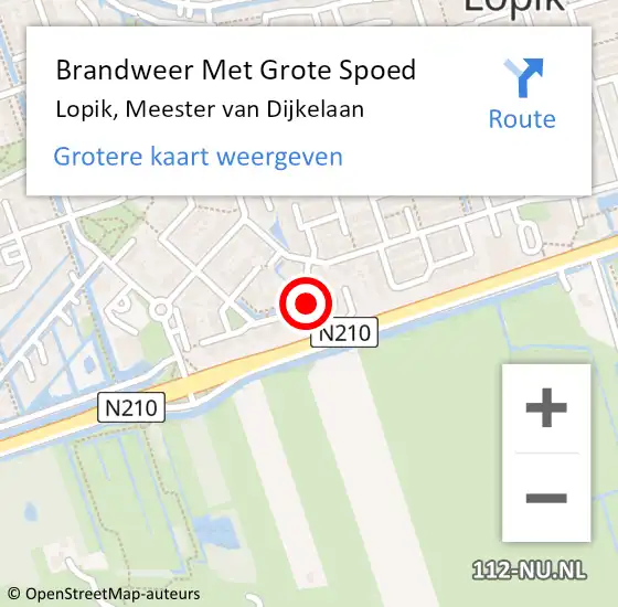 Locatie op kaart van de 112 melding: Brandweer Met Grote Spoed Naar Lopik, Meester van Dijkelaan op 1 december 2021 03:40