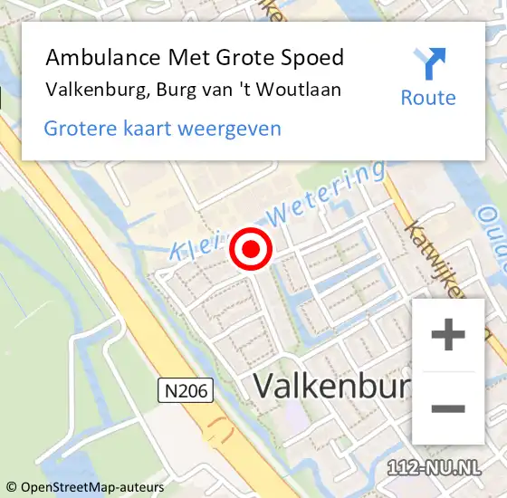 Locatie op kaart van de 112 melding: Ambulance Met Grote Spoed Naar Valkenburg, Burgemeester van 't Woutlaan op 1 december 2021 04:53