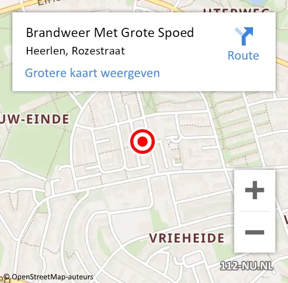 Locatie op kaart van de 112 melding: Brandweer Met Grote Spoed Naar Heerlen, Rozestraat op 1 december 2021 05:09