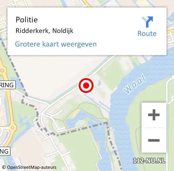 Locatie op kaart van de 112 melding: Politie Ridderkerk, Noldijk op 1 december 2021 05:31