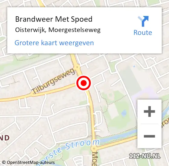 Locatie op kaart van de 112 melding: Brandweer Met Spoed Naar Oisterwijk, Moergestelseweg op 1 december 2021 06:01