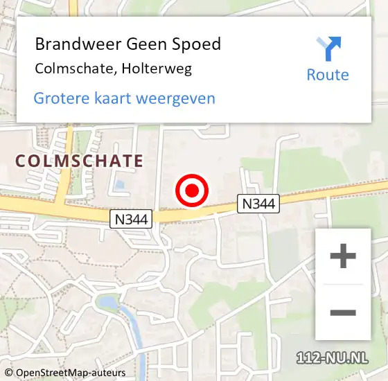 Locatie op kaart van de 112 melding: Brandweer Geen Spoed Naar Colmschate, Holterweg op 1 december 2021 06:06