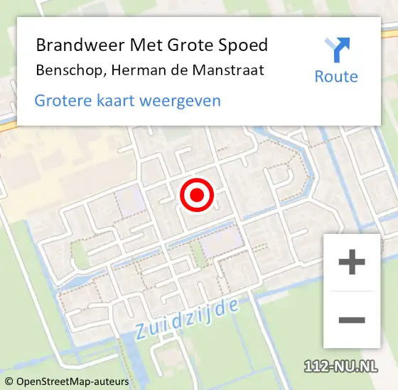 Locatie op kaart van de 112 melding: Brandweer Met Grote Spoed Naar Benschop, Herman de Manstraat op 1 december 2021 06:06