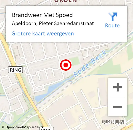 Locatie op kaart van de 112 melding: Brandweer Met Spoed Naar Apeldoorn, Pieter Saenredamstraat op 1 december 2021 06:35