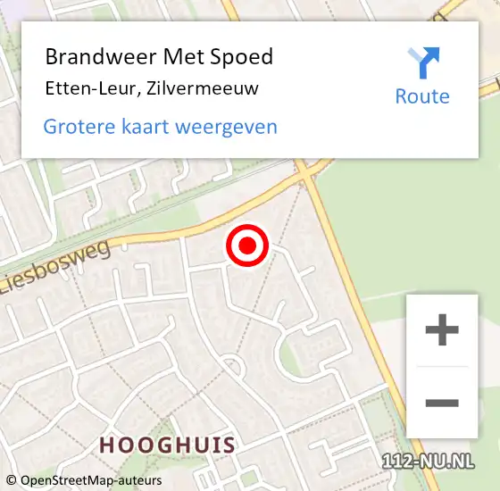 Locatie op kaart van de 112 melding: Brandweer Met Spoed Naar Etten-Leur, Zilvermeeuw op 1 december 2021 06:57