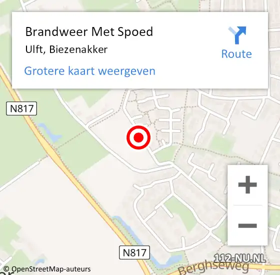 Locatie op kaart van de 112 melding: Brandweer Met Spoed Naar Ulft, Biezenakker op 1 december 2021 07:14