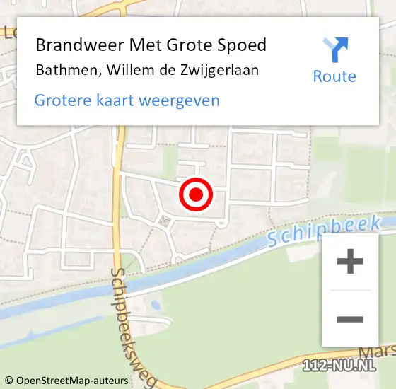 Locatie op kaart van de 112 melding: Brandweer Met Grote Spoed Naar Bathmen, Willem de Zwijgerlaan op 1 december 2021 08:06