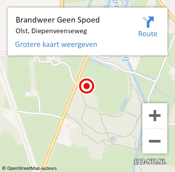 Locatie op kaart van de 112 melding: Brandweer Geen Spoed Naar Olst, Diepenveenseweg op 1 december 2021 08:12