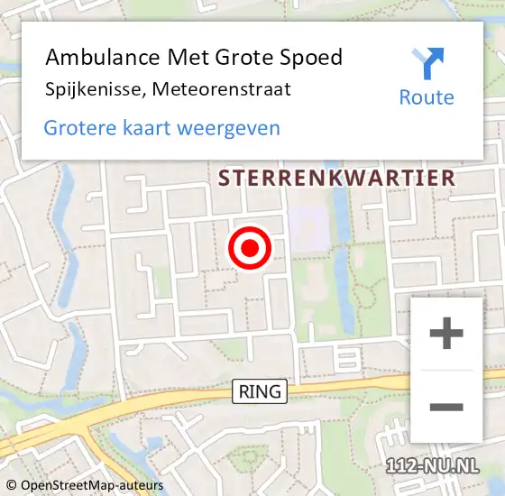 Locatie op kaart van de 112 melding: Ambulance Met Grote Spoed Naar Spijkenisse, Meteorenstraat op 1 december 2021 08:20