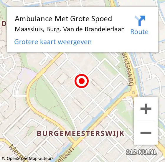 Locatie op kaart van de 112 melding: Ambulance Met Grote Spoed Naar Maassluis, Burg. Van de Brandelerlaan op 1 december 2021 08:25