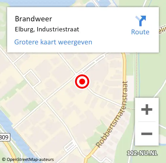 Locatie op kaart van de 112 melding: Brandweer Elburg, Industriestraat op 1 december 2021 08:33